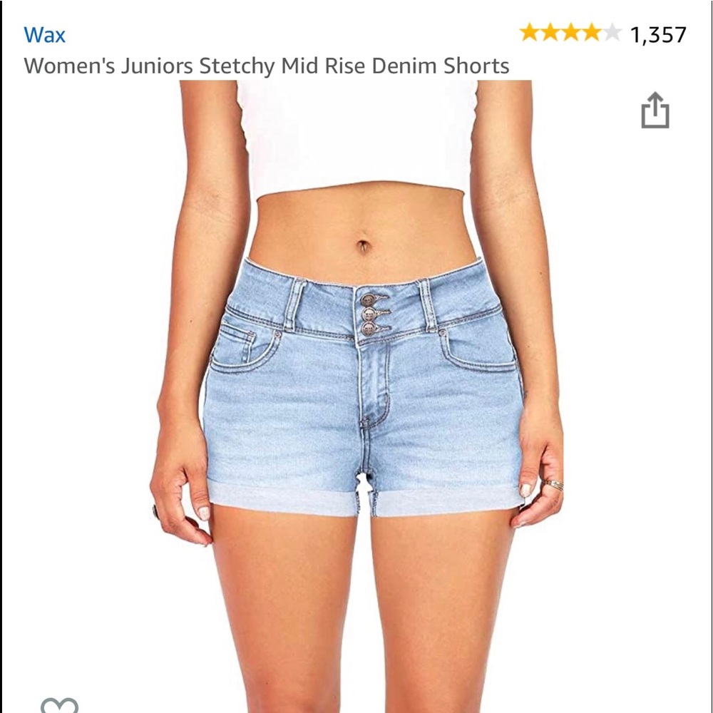 Women's Juniors Stetchy Mid Rise Denim Shorts